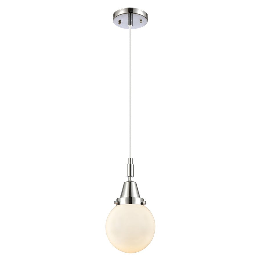 Innovations Caden Beacon 6" Cord Mini Pendant, Chrome/White - 447-1P-PC-G201-6