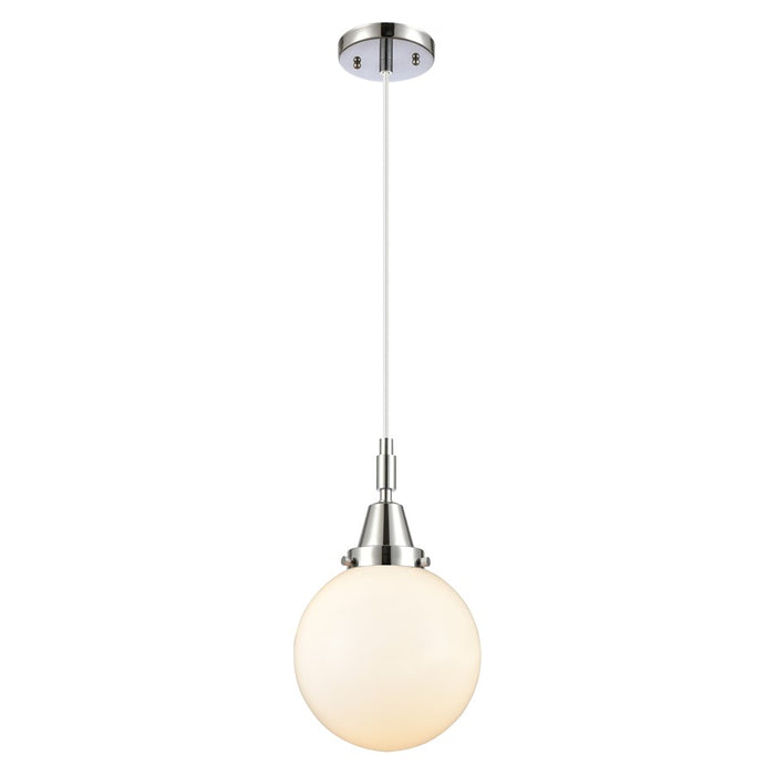 Innovations Caden Beacon 8" Cord Mini Pendant, Chrome/White - 447-1P-PC-G201-8