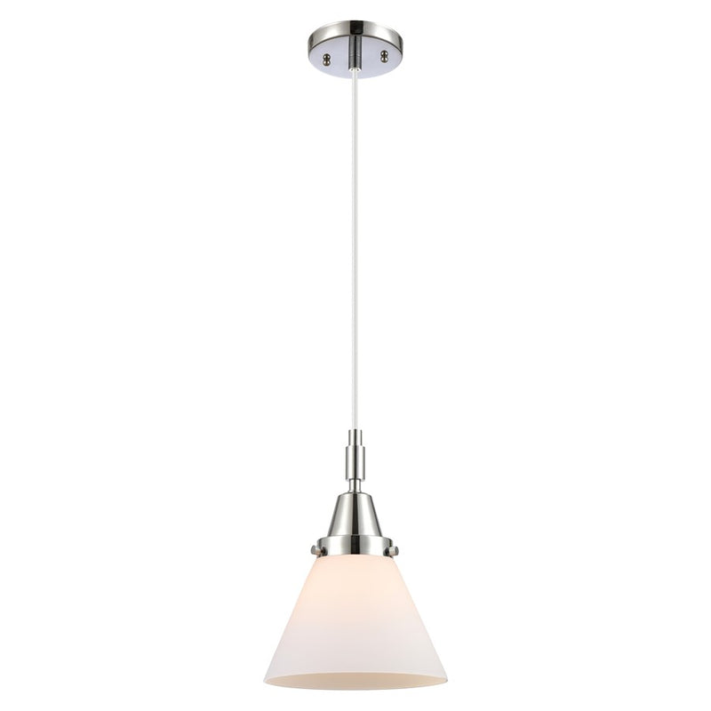 Innovations Caden Cone 1Lt 8" Cord Mini Pendant, Chrome/White - 447-1P-PC-G41