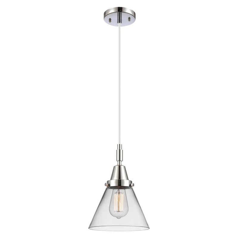 Innovations Caden Cone 1Lt 8" Cord Mini Pendant, Chrome/Clear - 447-1P-PC-G42