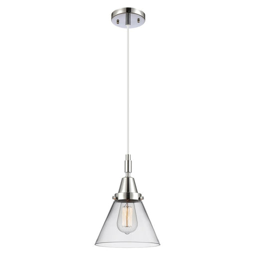 Innovations Caden Cone 1Lt 8" Cord Mini Pendant, Chrome/Clear - 447-1P-PC-G42