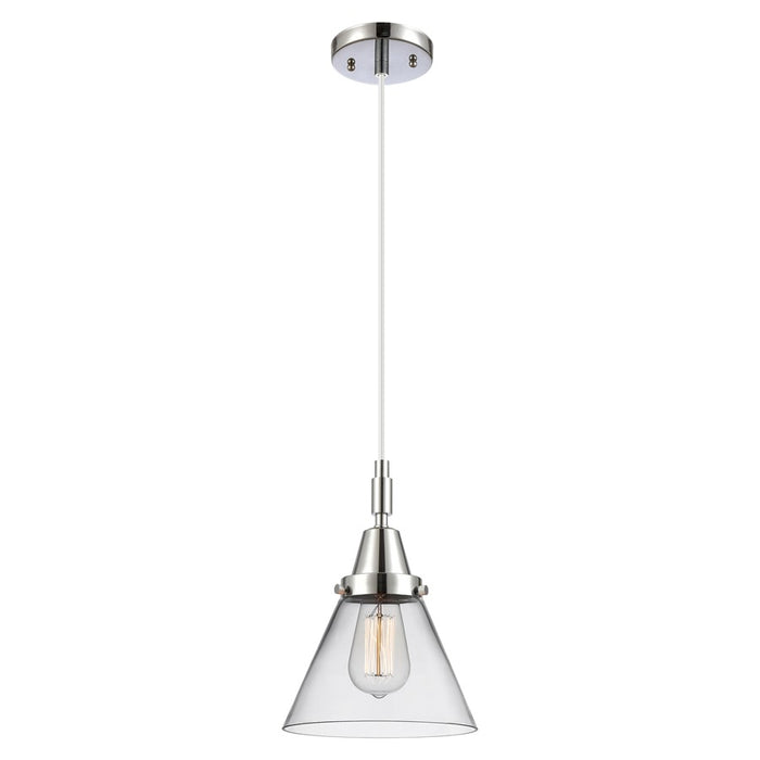 Innovations Caden Cone 1Lt 8" Cord Mini Pendant, Chrome/Clear - 447-1P-PC-G42