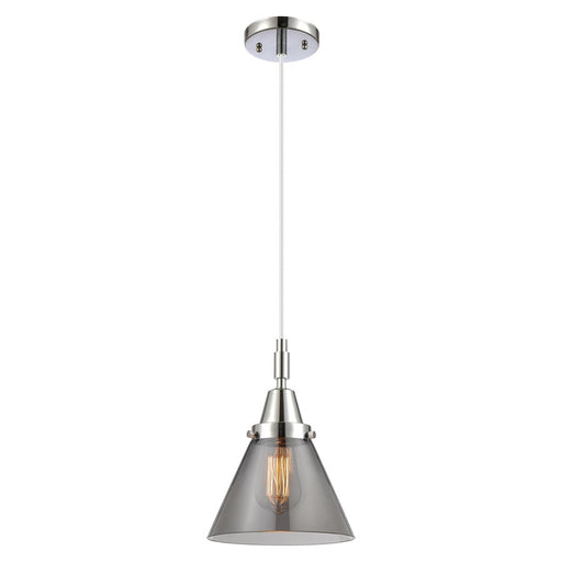 Innovations Caden Cone 1Lt 8" Cord Mini Pendant, Chrome/Smoke - 447-1P-PC-G43