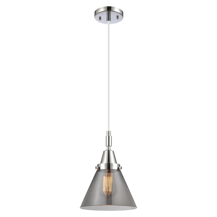 Innovations Caden Cone 1Lt 8" Cord Mini Pendant, Chrome/Smoke - 447-1P-PC-G43