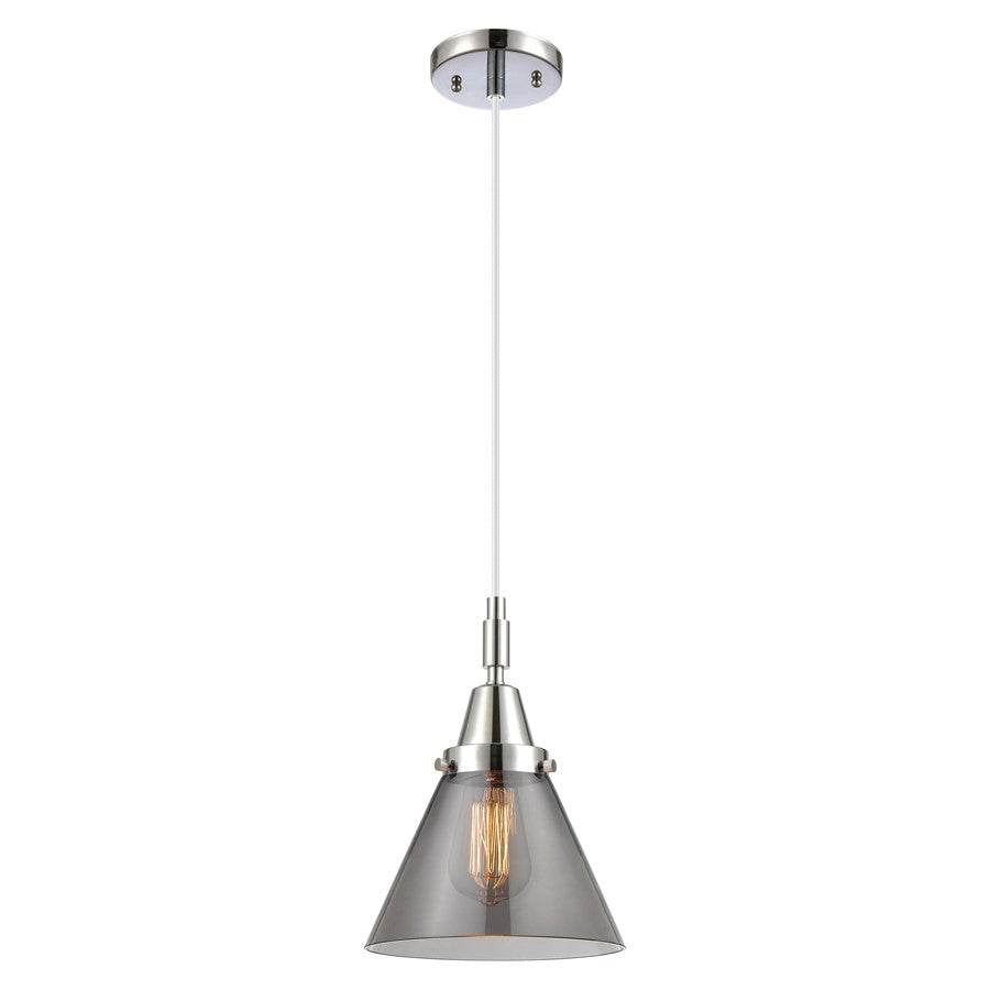 Innovations Caden Cone 1Lt 8" Cord Mini Pendant, Chrome/Smoke - 447-1P-PC-G43