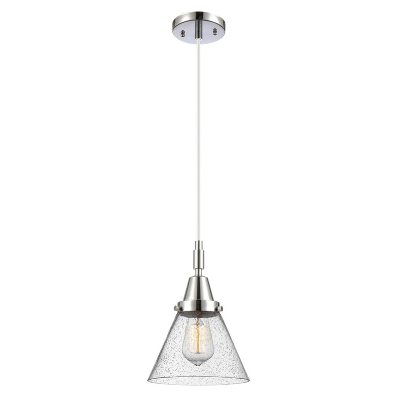 Innovations Caden Cone 1Lt 8" Cord Mini Pendant, Chrome/Seedy - 447-1P-PC-G44