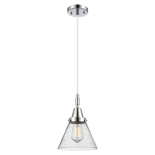 Innovations Caden Cone 1Lt 8" Cord Mini Pendant, Chrome/Seedy - 447-1P-PC-G44