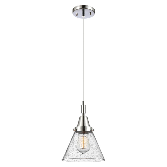 Innovations Caden Cone 1Lt 8" Cord Mini Pendant, Chrome/Seedy - 447-1P-PC-G44