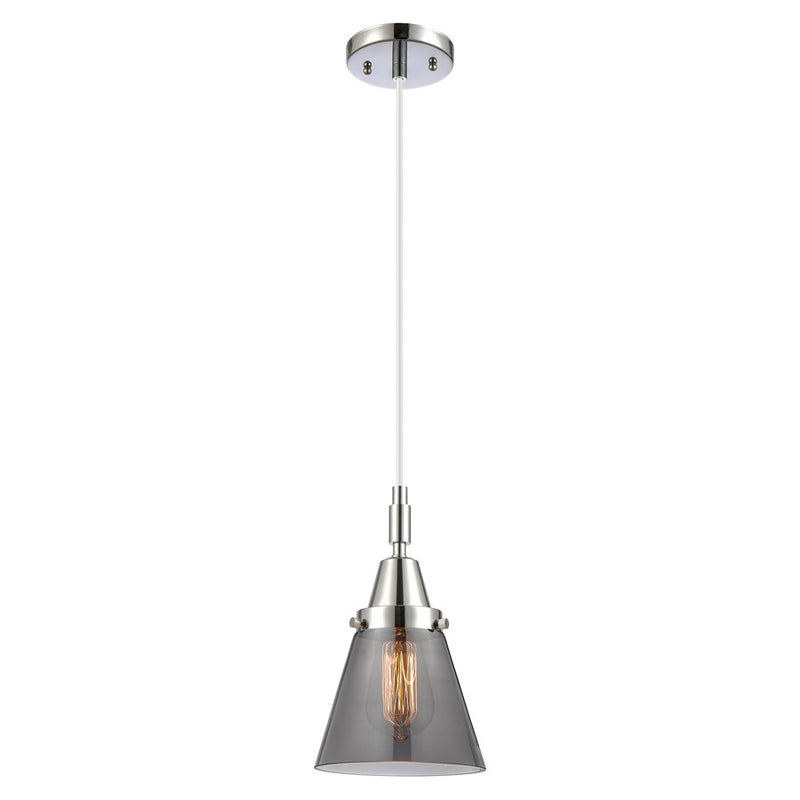 Innovations Caden Cone 1Lt 6" Cord Mini Pendant, Chrome/Smoke
