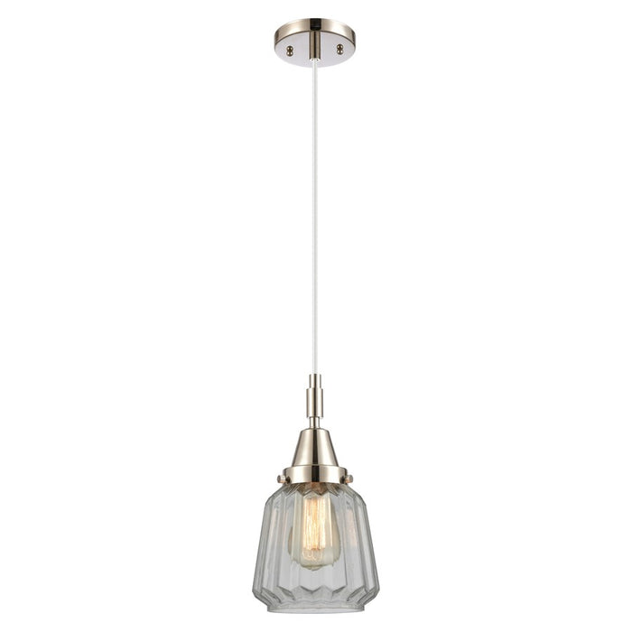 Innovations Caden Chatham 7" Cord Mini Pendant, PN/Clear - 447-1P-PN-G142