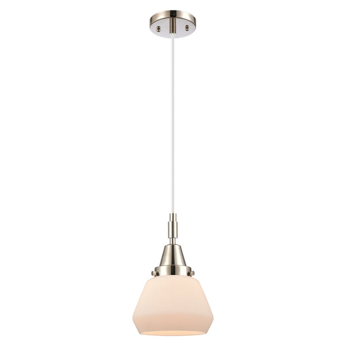 Innovations Caden Fulton 7" Cord Mini Pendant, PN/White - 447-1P-PN-G171