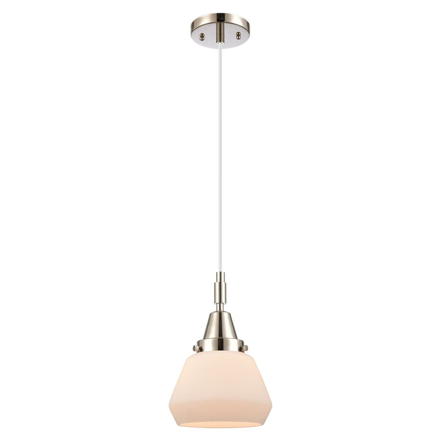 Innovations Caden Fulton 7" Cord Mini Pendant, PN/White - 447-1P-PN-G171