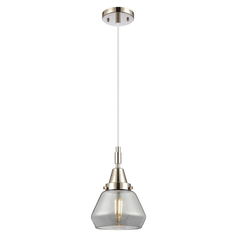Innovations Caden Fulton 7" Cord Mini Pendant, PN/Smoke - 447-1P-PN-G173