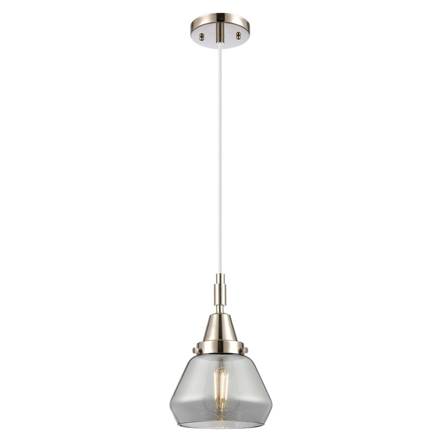 Innovations Caden Fulton 7" Cord Mini Pendant, PN/Smoke - 447-1P-PN-G173