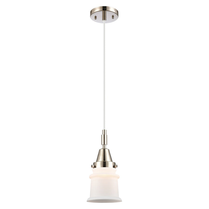 Innovations Caden Canton 5" Cord Mini Pendant, PN/White - 447-1P-PN-G181S