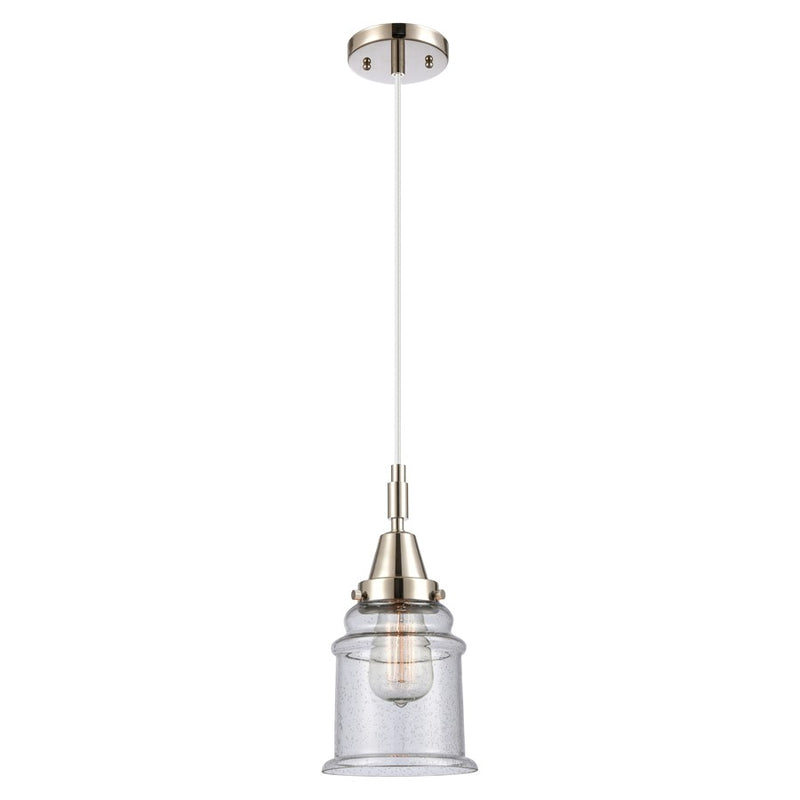 Innovations Caden Canton 6" Cord Mini Pendant, PN/Seedy - 447-1P-PN-G184