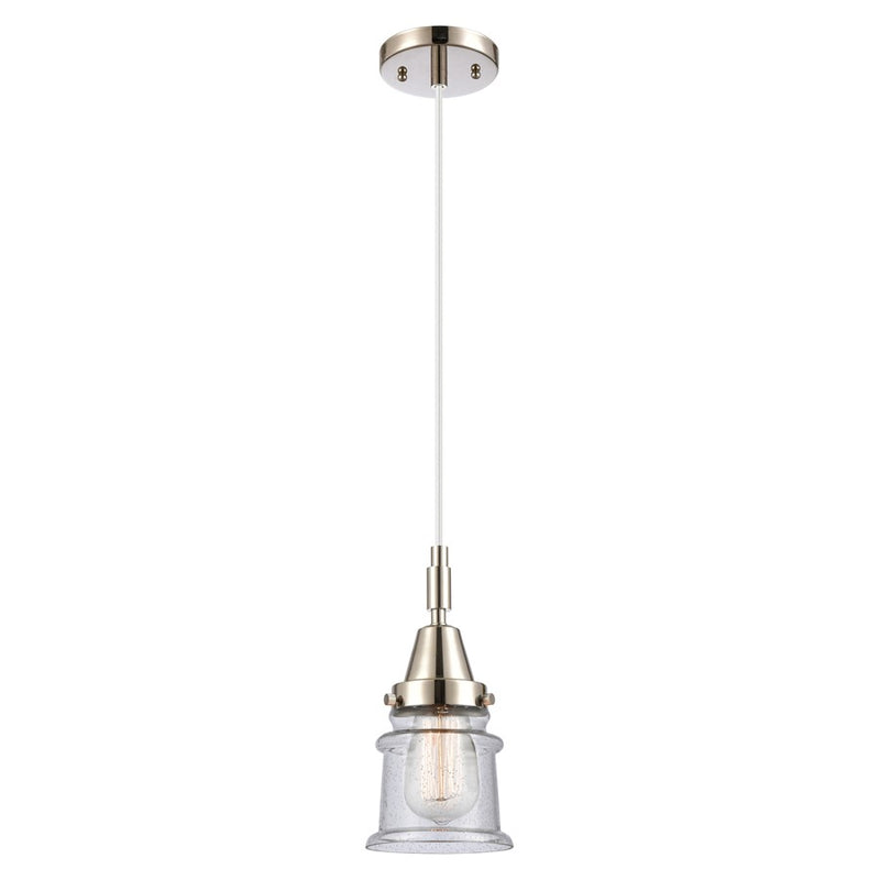 Innovations Caden Canton 5" Cord Mini Pendant, PN/Seedy - 447-1P-PN-G184S