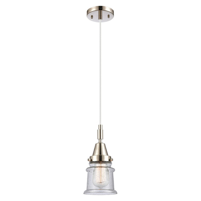 Innovations Caden Canton 5" Cord Mini Pendant, PN/Seedy - 447-1P-PN-G184S