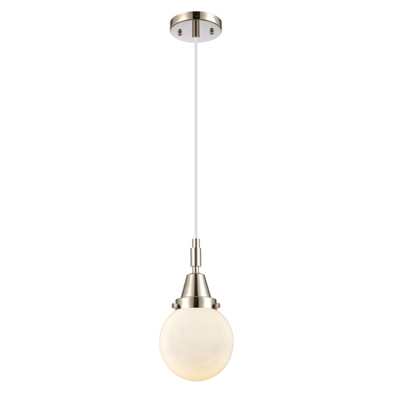Innovations Caden Beacon 6" Cord Mini Pendant, PN/White - 447-1P-PN-G201-6
