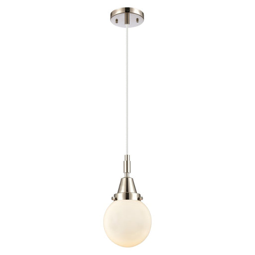 Innovations Caden Beacon 6" Cord Mini Pendant, PN/White - 447-1P-PN-G201-6