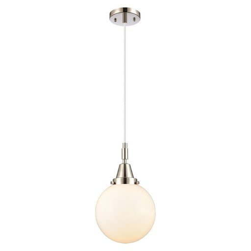 Innovations Caden Beacon 8" Cord Mini Pendant, PN/White - 447-1P-PN-G201-8