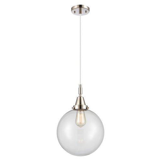 Innovations Caden Beacon 10" Cord Mini Pendant, PN/Clear - 447-1P-PN-G202-10