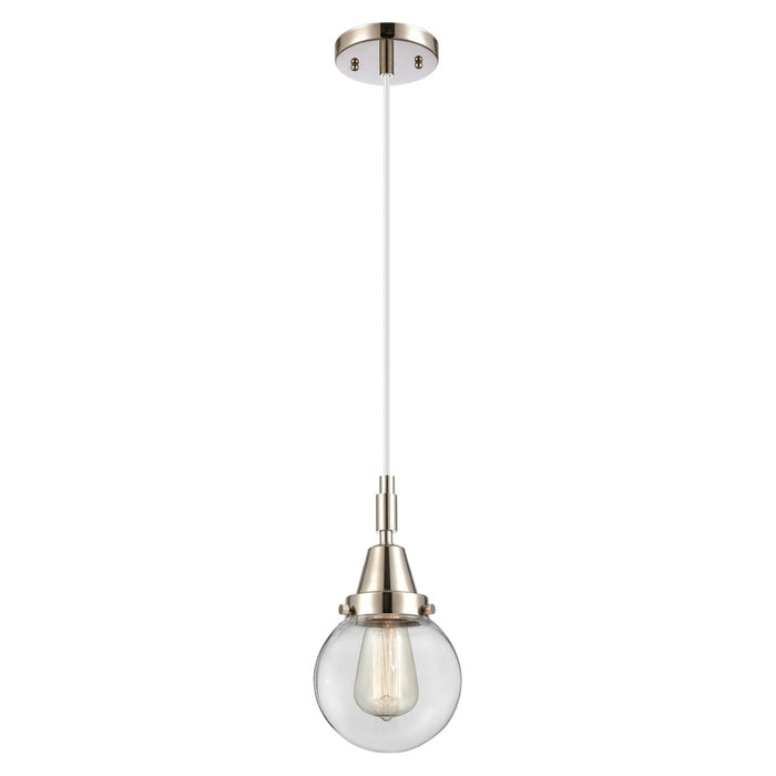 Innovations Caden Beacon 6" Cord Mini Pendant, PN/Clear - 447-1P-PN-G202-6