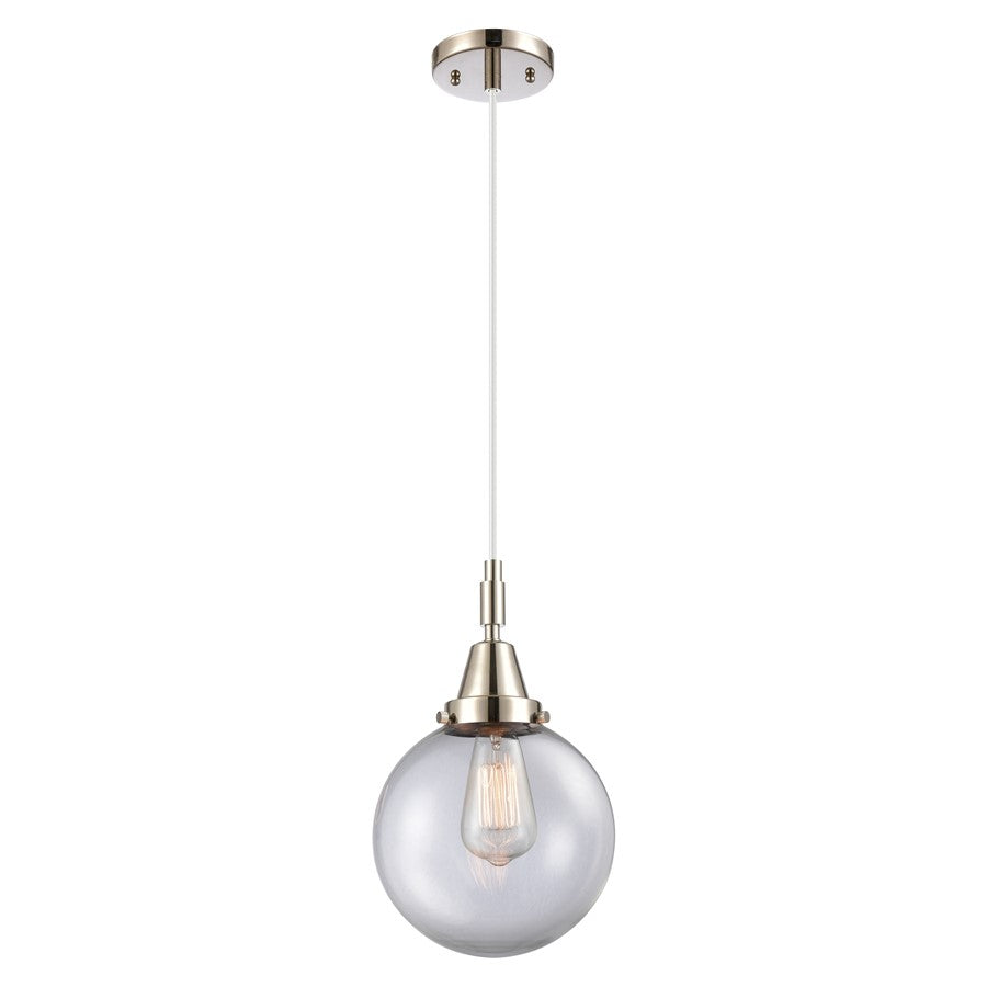 Innovations Caden Beacon 8" Cord Mini Pendant, PN/Clear - 447-1P-PN-G202-8