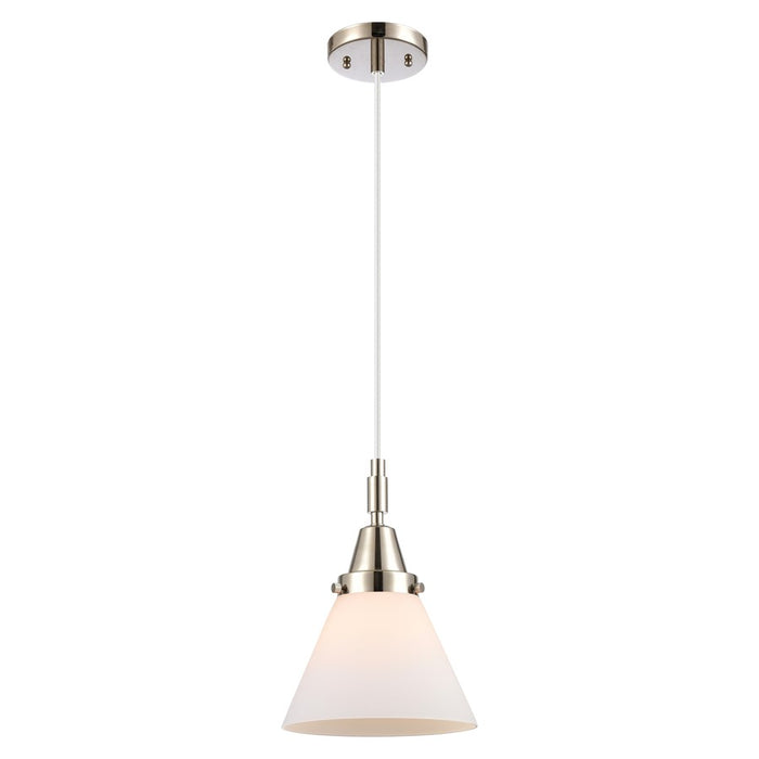 Innovations Caden Cone 8" Cord Mini Pendant, PN/White - 447-1P-PN-G41