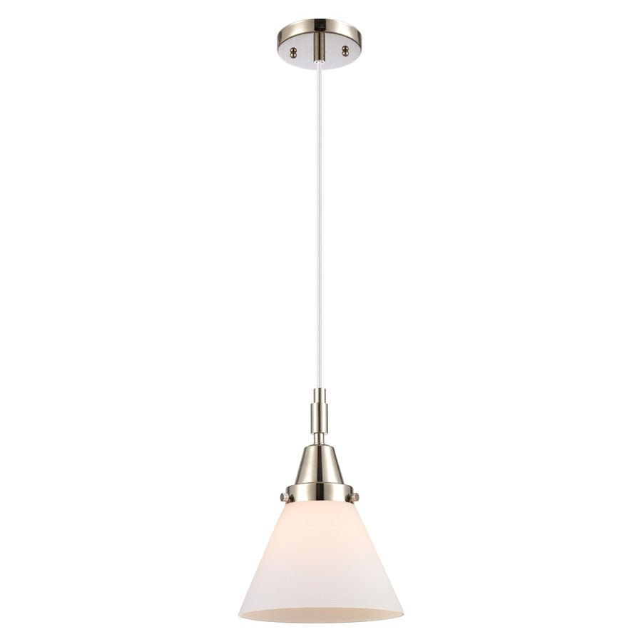 Innovations Caden Cone 8" Cord Mini Pendant, PN/White - 447-1P-PN-G41