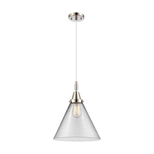 Innovations Caden 12in 1-Light Mini Pendant | Industrial Polished Nickel and Clear Glass | Kitchen Island & Dining Room | Model 447-1P-PN-G42-L