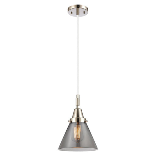 Innovations Caden Cone 8" Cord Mini Pendant, PN/Smoke - 447-1P-PN-G43