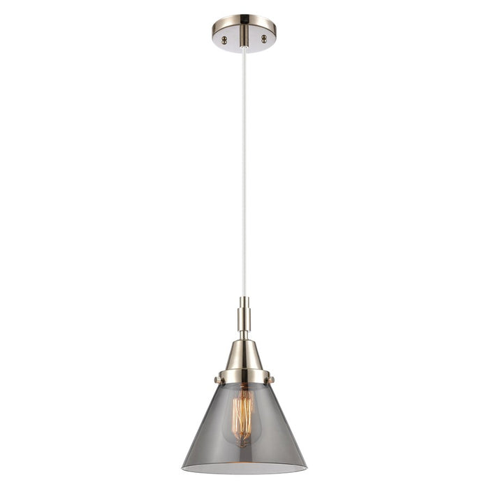 Innovations Caden Cone 8" Cord Mini Pendant, PN/Smoke - 447-1P-PN-G43