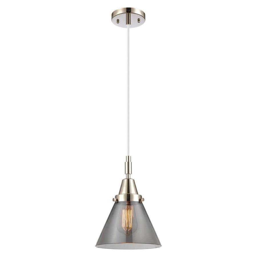 Innovations Caden Cone 8" Cord Mini Pendant, PN/Smoke - 447-1P-PN-G43