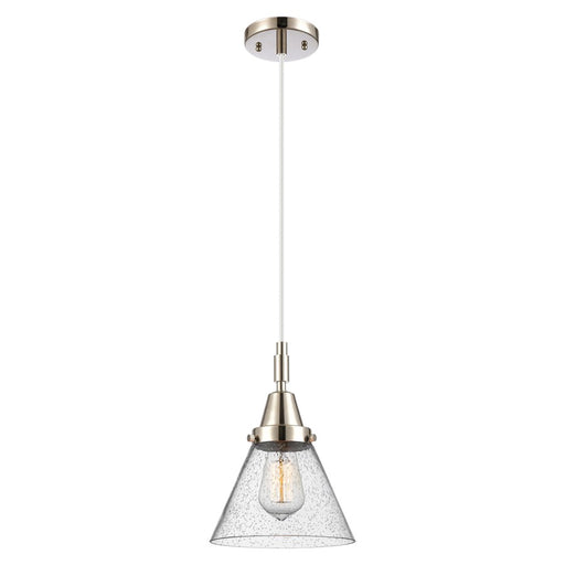 Innovations Caden Cone 8" Cord Mini Pendant, PN/Seedy - 447-1P-PN-G44