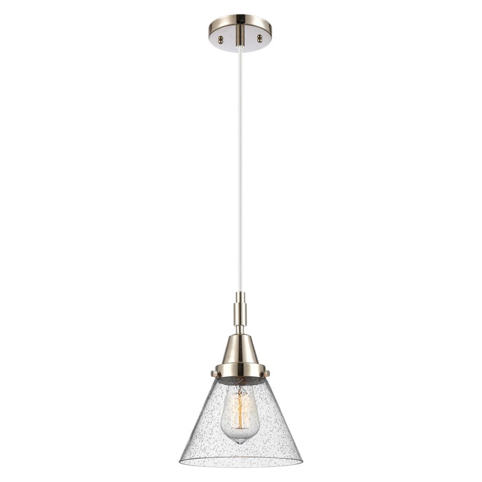 Innovations Caden Cone 8" Cord Mini Pendant, PN/Seedy - 447-1P-PN-G44