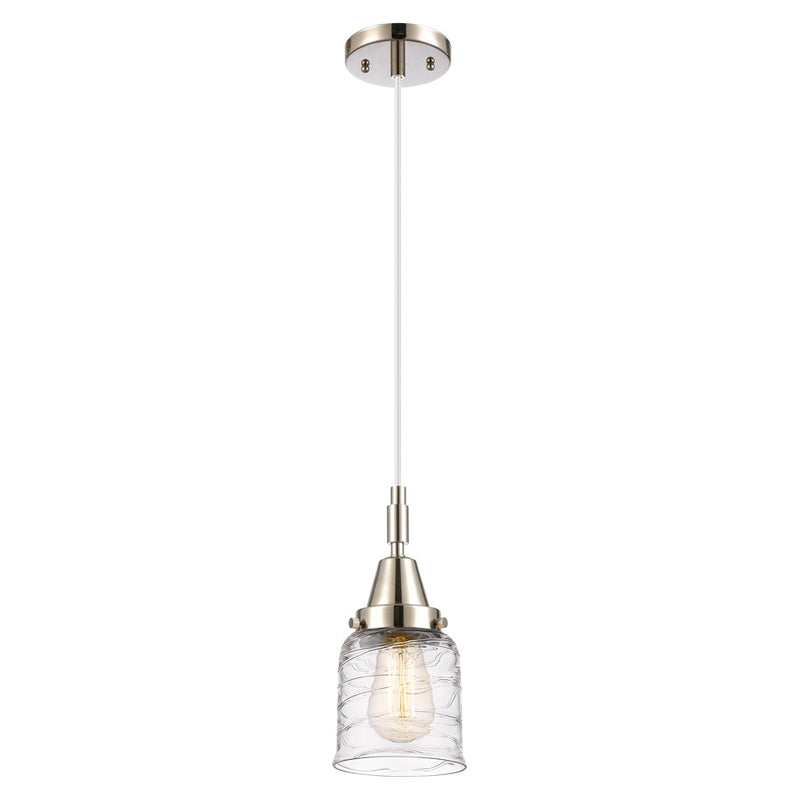 Innovations Caden Bell 5" Cord Mini Pendant, PN/Clear Deco - 447-1P-PN-G513