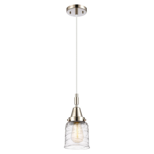 Innovations Caden Bell 5" Cord Mini Pendant, PN/Clear Deco - 447-1P-PN-G513