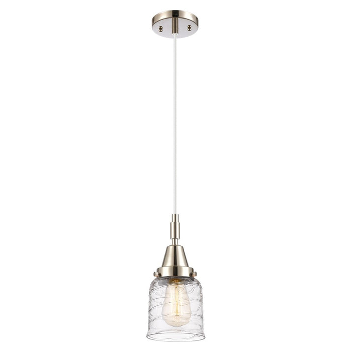 Innovations Caden Bell 5" Cord Mini Pendant, PN/Clear Deco - 447-1P-PN-G513