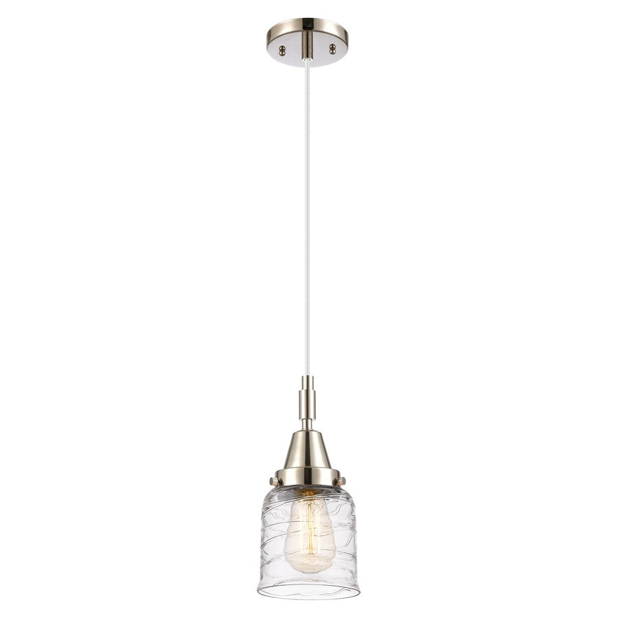 Innovations Caden Bell 5" Cord Mini Pendant, PN/Clear Deco - 447-1P-PN-G513