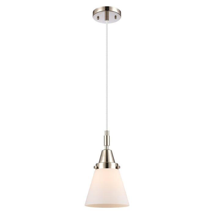Innovations Caden Cone 6" Cord Mini Pendant, PN/White - 447-1P-PN-G61
