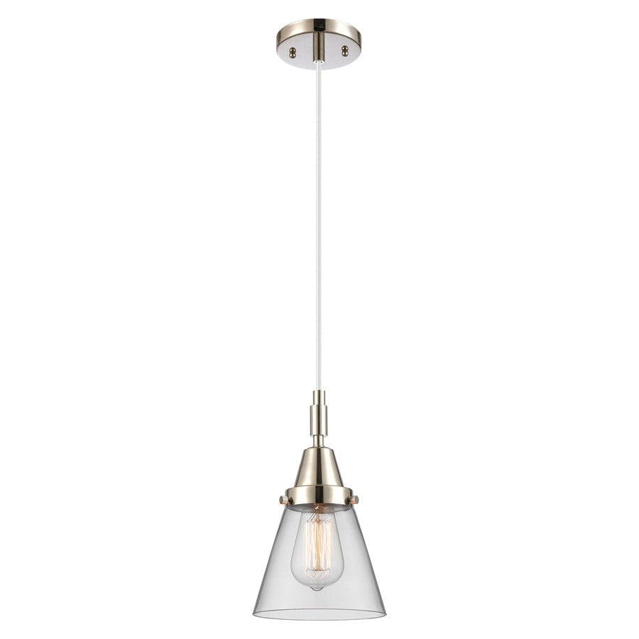 Innovations Caden Cone 6" Cord Mini Pendant, PN/Clear - 447-1P-PN-G62