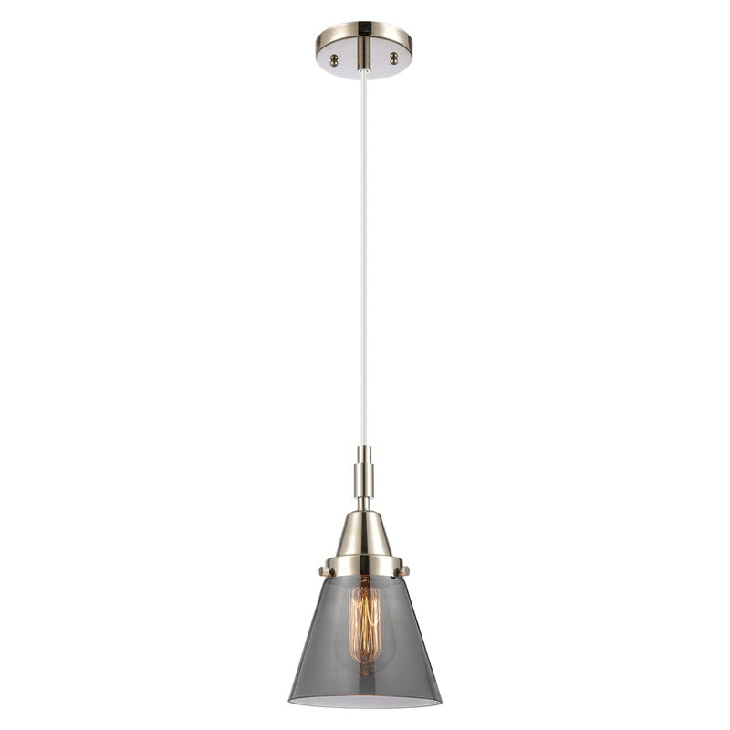 Innovations Caden Cone 6" Cord Mini Pendant, PN/Smoke - 447-1P-PN-G63