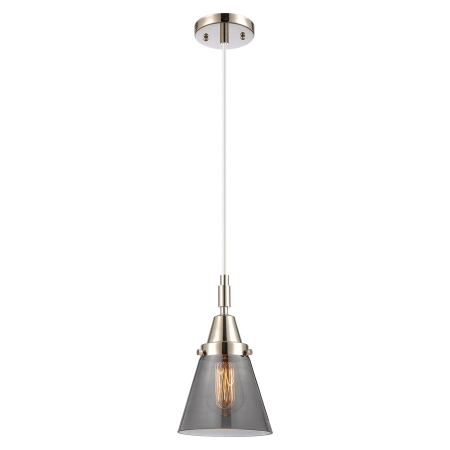 Innovations Caden Cone 6" Cord Mini Pendant, PN/Smoke - 447-1P-PN-G63