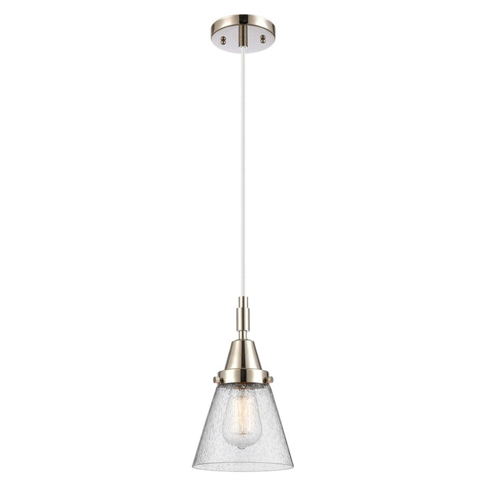 Innovations Caden Cone 6" Cord Mini Pendant, PN/Seedy - 447-1P-PN-G64