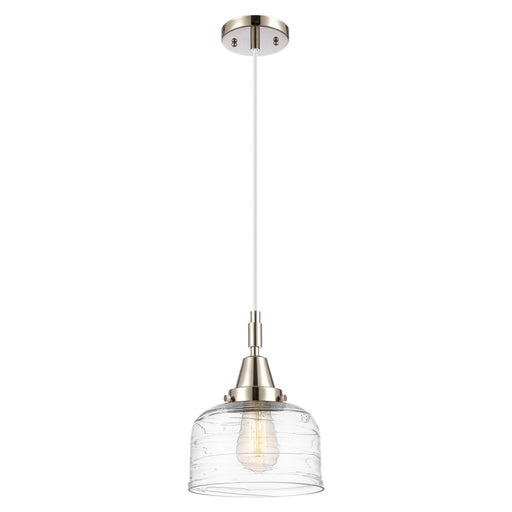 Innovations Caden Bell 8" Cord Mini Pendant, PN/Clear Deco - 447-1P-PN-G713