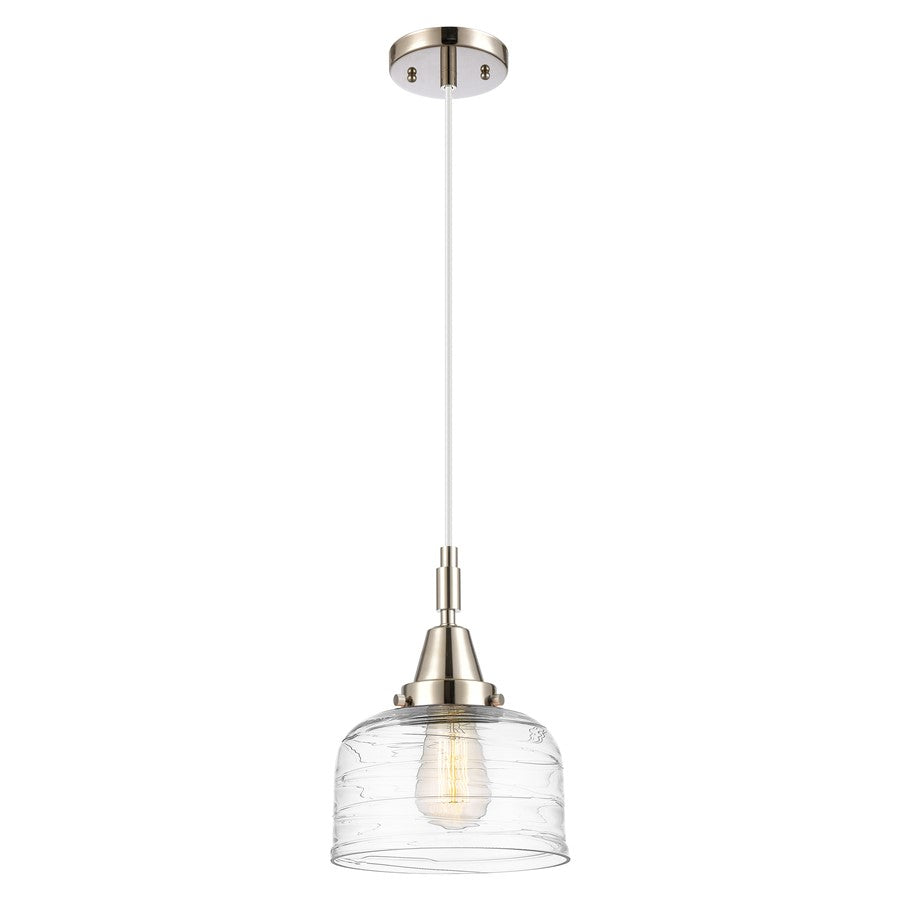 Innovations Caden Bell 8" Cord Mini Pendant, PN/Clear Deco - 447-1P-PN-G713