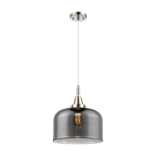 Innovations Bell 12in 1-Light Mini Pendant | Polished Nickel and Light Smoke Glass | Kitchen Island & Dining Room | 12 x 14 in | Model 447-1P-PN-G73-L