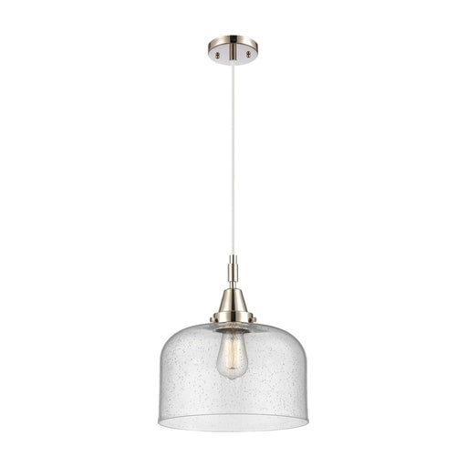 Innovations Bell 12in 1-Light Mini Pendant | Polished Nickel and Seedy Glass | Kitchen Island & Dining Room | 12 x 14 in | Model 447-1P-PN-G74-L