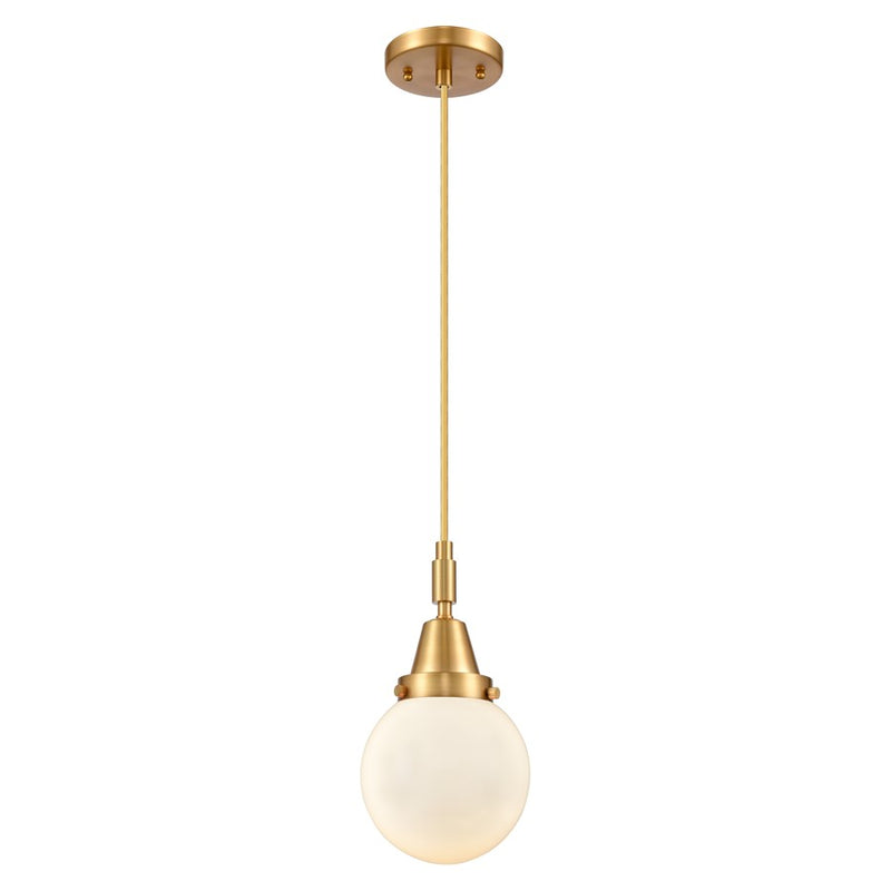 Innovations Caden Beacon 1Lt 6" Cord Mini Pendant, Gold/White - 447-1P-SG-G201-6